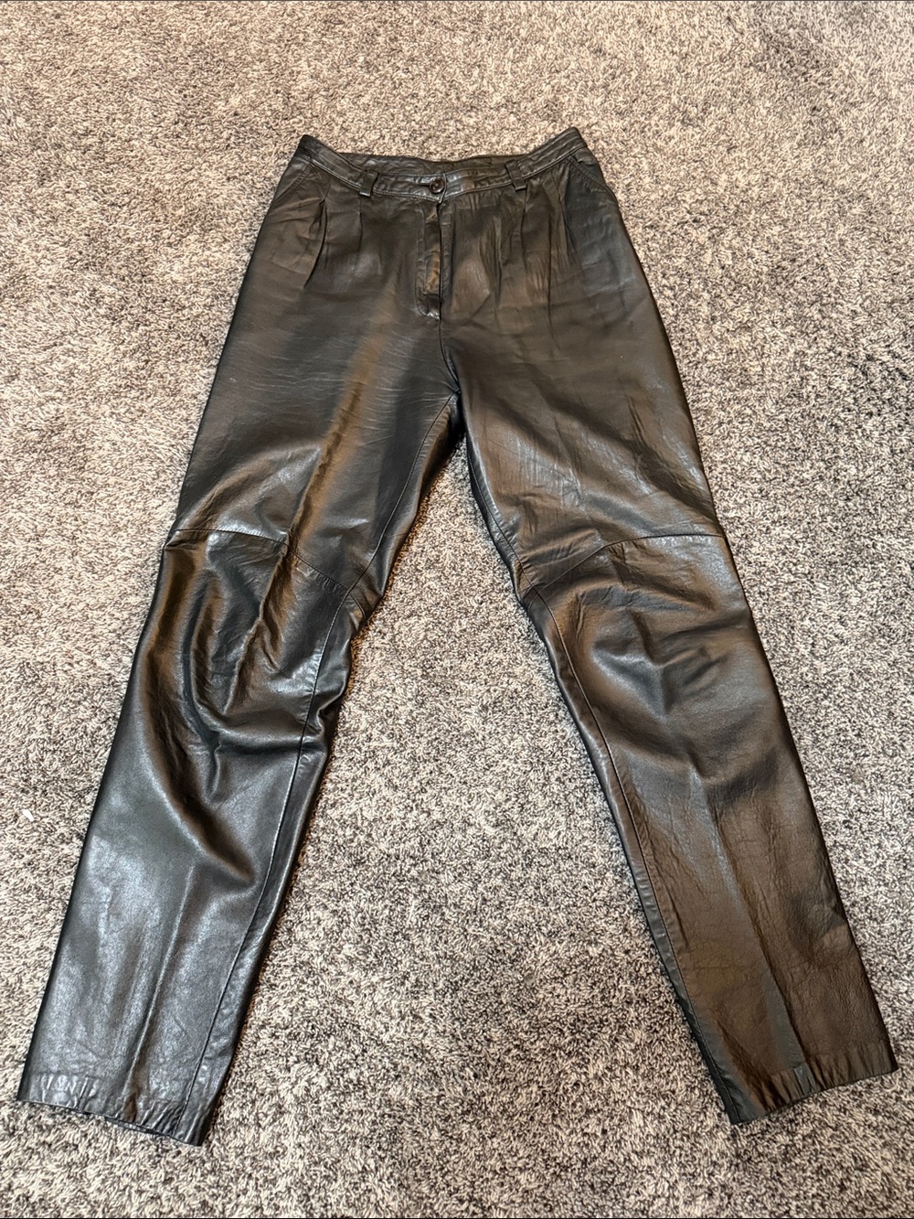 North Beach Genuine Leather High Rise Tapered Pants Black Vintage
